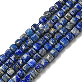 Lapis-lazuli, brins de perles naturels , cube à facettes