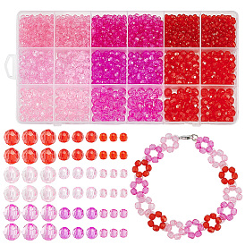 1590 шт прозрачные акриловые бусины, граненые, наборы столбиков и круглых бусин