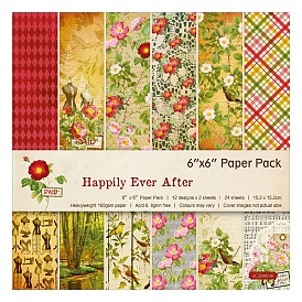 24Pcs 12 Styles Scrapbook Paper Pads, for DIY Album Scrapbook, Background Paper, Diary Decoration