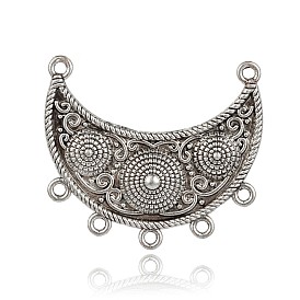 Style tibétain composants alliage incurvée lune de lustre liens, 44x47.5x6mm, Trou: 2.5mm