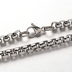 304 Stainless Steel Box Chain Necklaces, with Lobster Clasps, 29.5 inch(75cm)