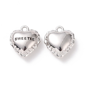 Valentine's Day Alloy Pendants, Heart with Word Sweetie