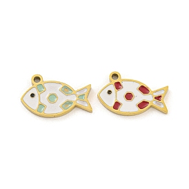 316 Surgical Stainless Steel Enamel Charms, Fish Charm, Golden