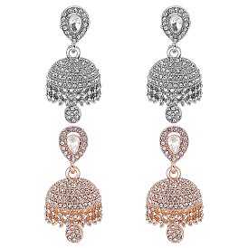 2 Pairs 2 Colors Zinc Alloy Dangle Stud Earrings, Bell with Teardrop