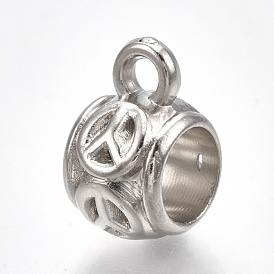 CCB Plastic Tube Bails, Loop Bails, Rondelle with Peace Sign