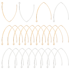 48Pcs 2 Colors Brass Earring Hooks, with Loop