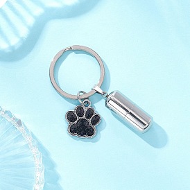 304 Брелки для хранения пепла в форме пули из нержавеющей стали с отпечатком лапы, со сплавом и эмалью, памятные украшения для мужчин женщин