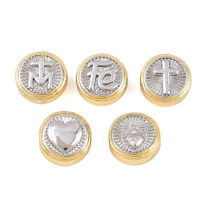 Религиозные латунные бусы, двухцветный плоский круглый, долговечный, стойки покрытие, без свинца и без кадмия, платиной и золотом