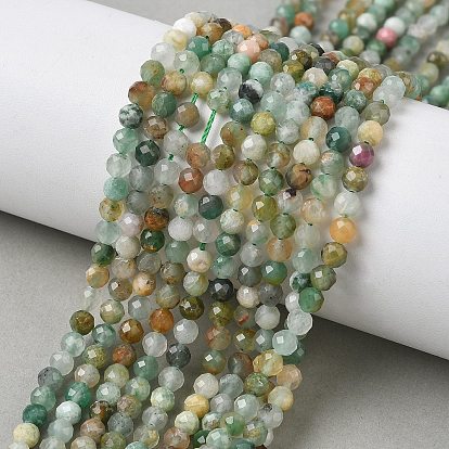 Natural African Jade Beads Strands, Faceted, Round