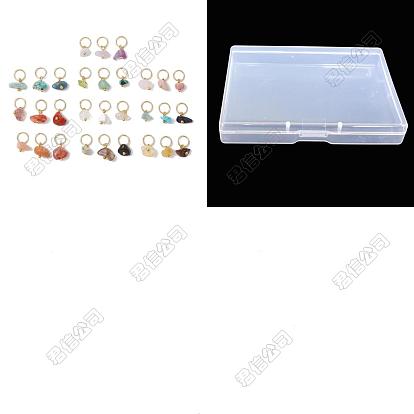 120 piezas 30 estilos de dijes de chips de piedras preciosas mixtas, con 304 anillos de salto de acero inoxidable
