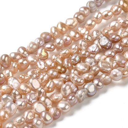 Natural Cultured Freshwater Pearl Beads Strands, Two Sides Polished, Grade 3A