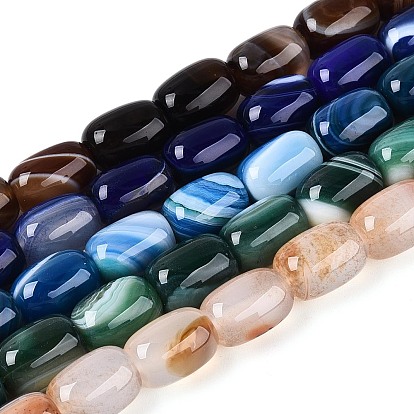 Окрашенные естественный агат бисер пряди, баррель