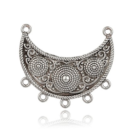 Style tibétain composants alliage incurvée lune de lustre liens, 44x47.5x6mm, Trou: 2.5mm