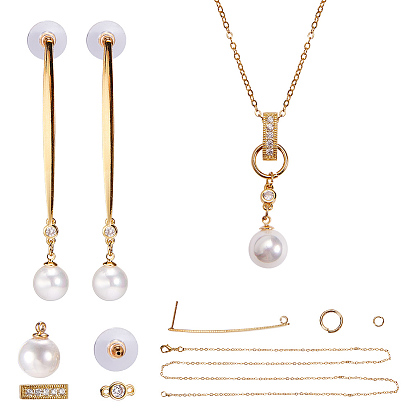 DIY Earring Making, with Brass Stud Earrings, Earring Ear Nuts Earrings Backs, Acrylic Pearl Beads Charms and 304 Stainless Steel Open Jump Rings