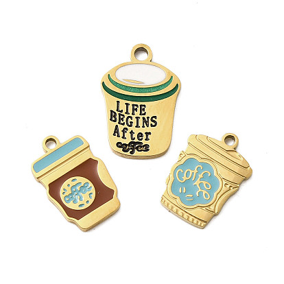 304 нержавеющей стальной эмали подвески, ионное покрытие (ip), кофейное очарование, реальный 18 k позолоченный