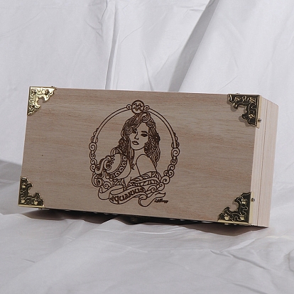 Rectangle Wooden Storage Boxes, for Witchcraft Articles Storage, BurlyWood