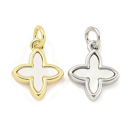 Латунь с подвесками в виде морских ракушек, с прыжковых колец, без кадмия, без никеля и без свинца, крестик, белые