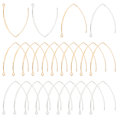 48Pcs 2 Colors Brass Earring Hooks, with Loop