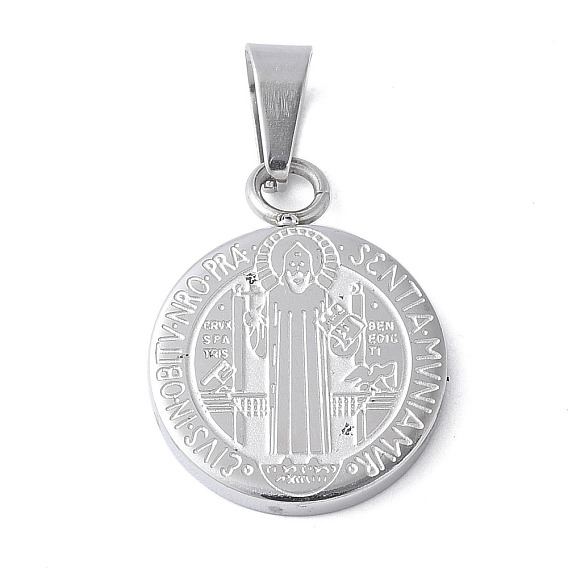 304 подвески из нержавеющей стали, плоский раунд с cssml ndsmd крест бог отец / святой бенедикт, анти-тускнение