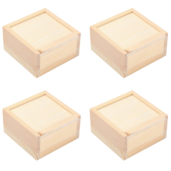 Wooden Storage Boxes, for Jewelry Boxes, Square with Pulling Type