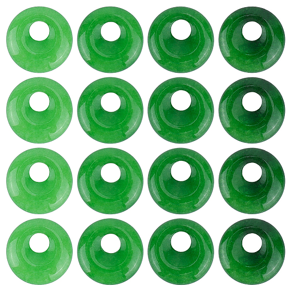 16шт. окрашенных натуральных малазийских нефритовых подвесок в форме пончика/диска с буквой «пи»