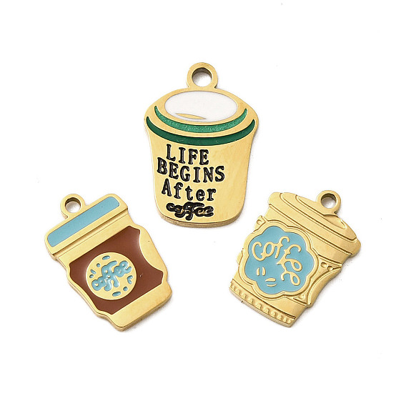 304 нержавеющей стальной эмали подвески, ионное покрытие (ip), кофейное очарование, реальный 18 k позолоченный