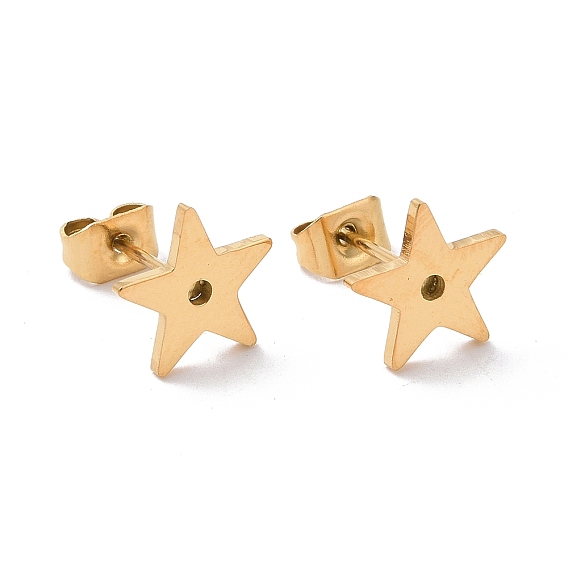 Ion Plating(IP) 304 Stainless Steel Pentagon Stud Earrings for Women
