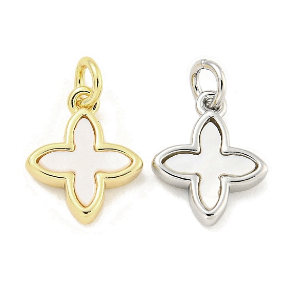 Латунь с подвесками в виде морских ракушек, с прыжковых колец, без кадмия, без никеля и без свинца, крестик, белые