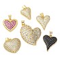 Латунные микро проложить кубического циркония подвески, сердце прелести, стойки покрытие, долговечный, без свинца и без кадмия