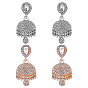 2 Pairs 2 Colors Zinc Alloy Dangle Stud Earrings, Bell with Teardrop