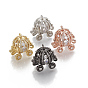 Brass Cage Pendants, For Chime Ball Pendant Necklaces Making, with Micro Pave Cubic Zirconia, Hollow Pumpkin Carriage, Clear