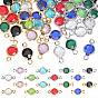 56pcs 14 couleurs 304 acier inoxydable avec breloques de connecteur en verre, maillons ronds plats, or et acier inoxydable Couleur
