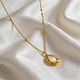 Collares con colgante ovalado de acero inoxidable con concha natural para mujer, blanco