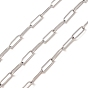 304 Stainless Steel Paperclip Chains, Drawn Elongated Cable Chains, Long-Lasting Plated, Soldered, with Spool