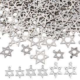 200 шт 3 стили 201 подвески из нержавеющей стали, лазерная резка, звезда Давида