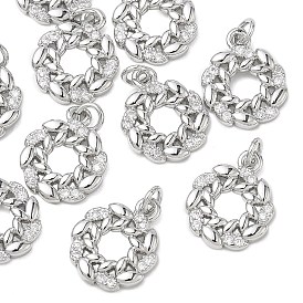 SHEGRACE Brass Clear Cubic Zirconia Charms, Leaf Charms, Cadmium Free & Lead Free & Nickel Free