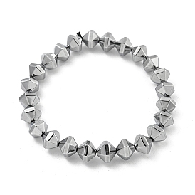 Rhombus Electroplated Synthetic Non-magnetic Hematite Beaded Stretch Bracelets, for Women Men
