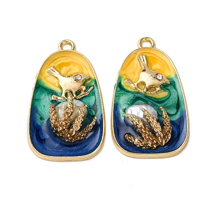 Подвески из эмалевого сплава легкого золота, поля и амулеты в форме птиц, с ABS имитации жемчуга, стойки покрытие