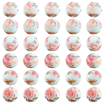 60 шт. печатные круглые силиконовые фокусные бусины