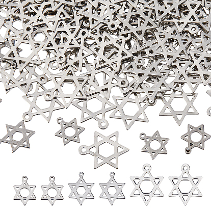 200 шт 3 стили 201 подвески из нержавеющей стали, лазерная резка, звезда Давида