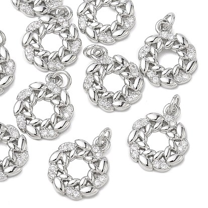 SHEGRACE Brass Clear Cubic Zirconia Charms, Leaf Charms, Cadmium Free & Lead Free & Nickel Free