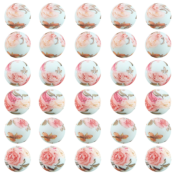 60 шт. печатные круглые силиконовые фокусные бусины