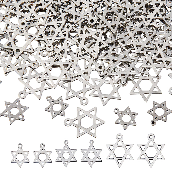 200 шт 3 стили 201 подвески из нержавеющей стали, лазерная резка, звезда Давида