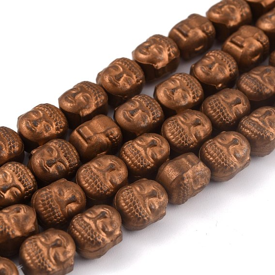 Frosted Non-magnetic Synthetic Hematite Beads Strands, Buddha Head