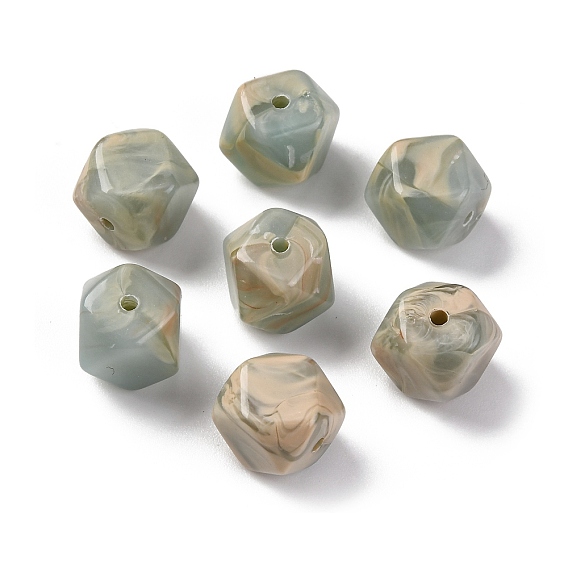 Acrylic Beads, Imitation Shoushan Beads, Cornerless Cube Beads