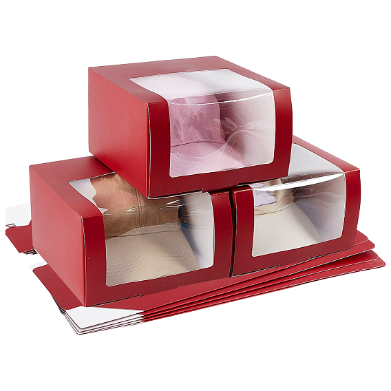 Складные картонные подарочные коробки для хранения крышек с прозрачным ПВХ-окном, квадратный