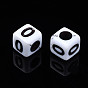 Opaque Acrylic Beads, Cube with Number 0~9