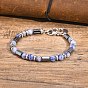 Браслеты из натурального содалита из бисера, фурнитура из нержавеющей стали , для мужчин