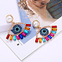 Exaggerated Devil Eye Pearl Earrings - Alloy Inlaid Colorful Diamond Ear Pendants