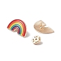 Creative Zinc Alloy Brooches, Enamel Lapel Pin, with Iron Butterfly Clutches or Rubber Clutches, Rainbow, Golden
